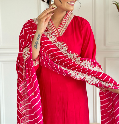 "Elegant Charm - PV Chandleri Embroidered Kurti Dupatta Set