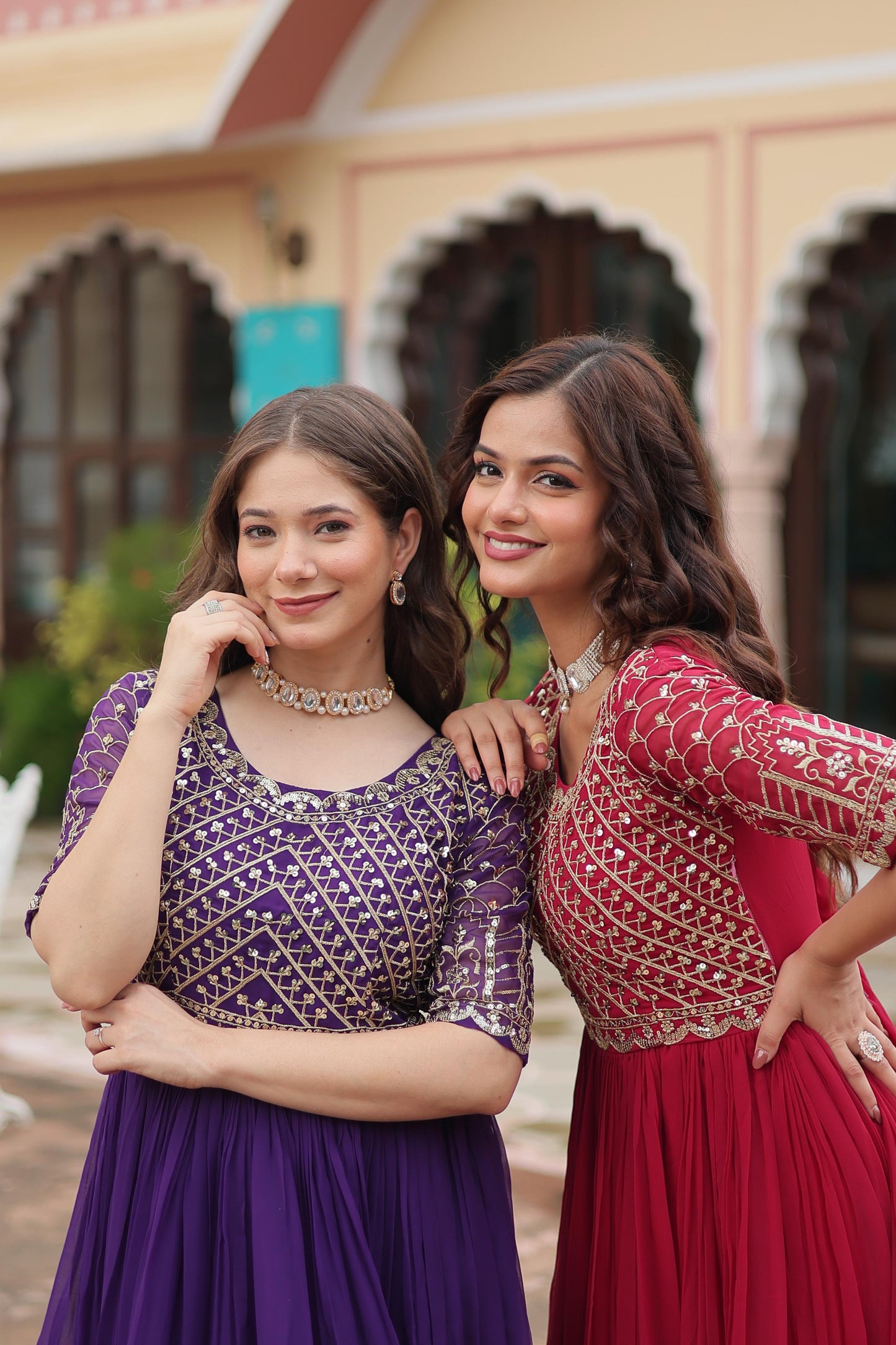 Zari-Thread & Sequins Embroidery Work Gown