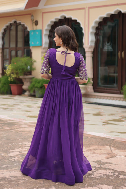 Zari-Thread & Sequins Embroidery Work Gown