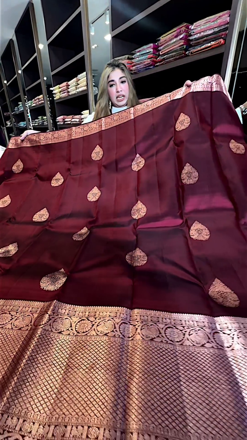 "Lichi Silk Red Date Wedding Saree - Organic and Breathable"