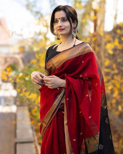 Elegant Soft Cotton  Linen Weaving Saree