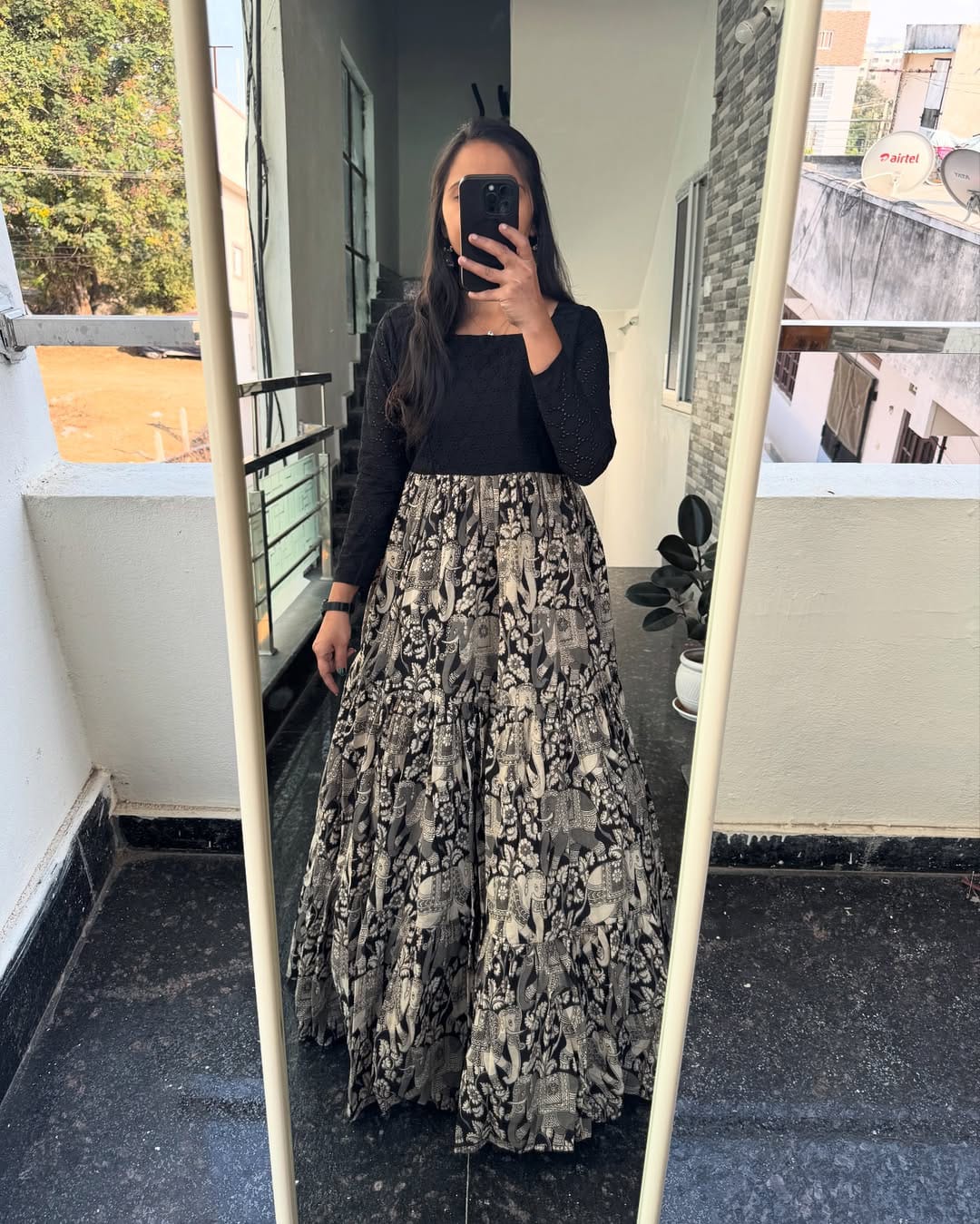 "Traditional Hakuba Muslin Anarkali With Kalamkari Print -