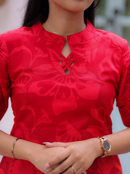Tonal Floral Print Kurti