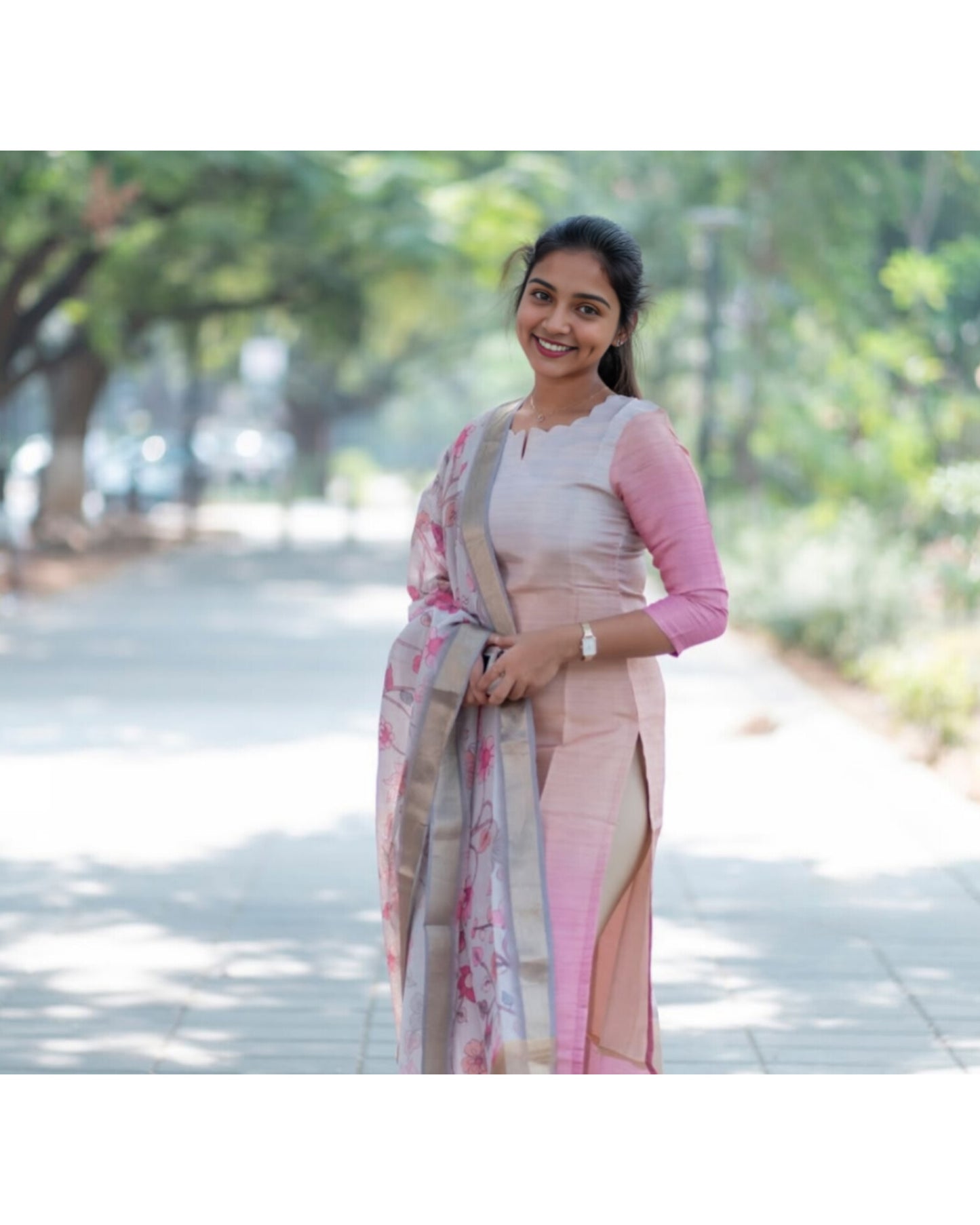 Premium Ombre Chanderi Kurti with Dupatta