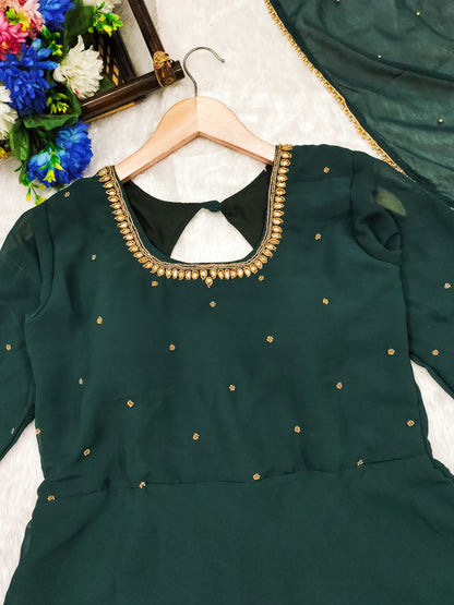 Elegant Handwork Green Anarkali Suit