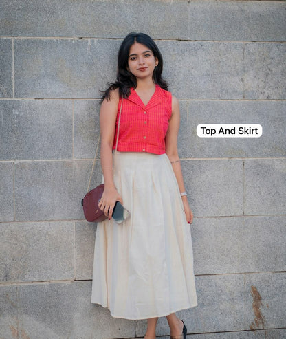 Premium Slub Cottan Top & Skirt
