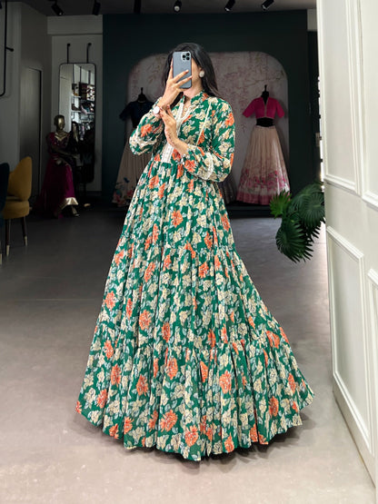 Twirl in Triple-Layer Floral Georgette Gown 🍃