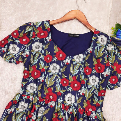 Twister Blue Short Dress with Floral Print