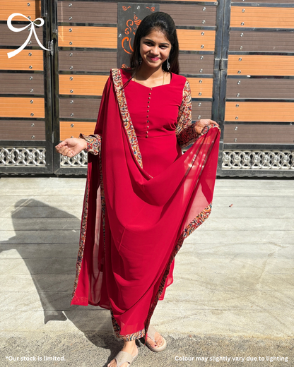 Premium Georgette Kalamkari A-line Set