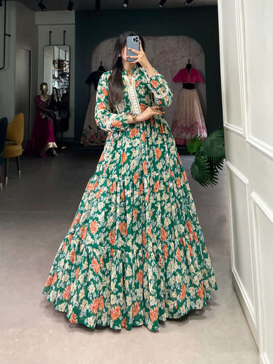 Twirl in Triple-Layer Floral Georgette Gown 🍃