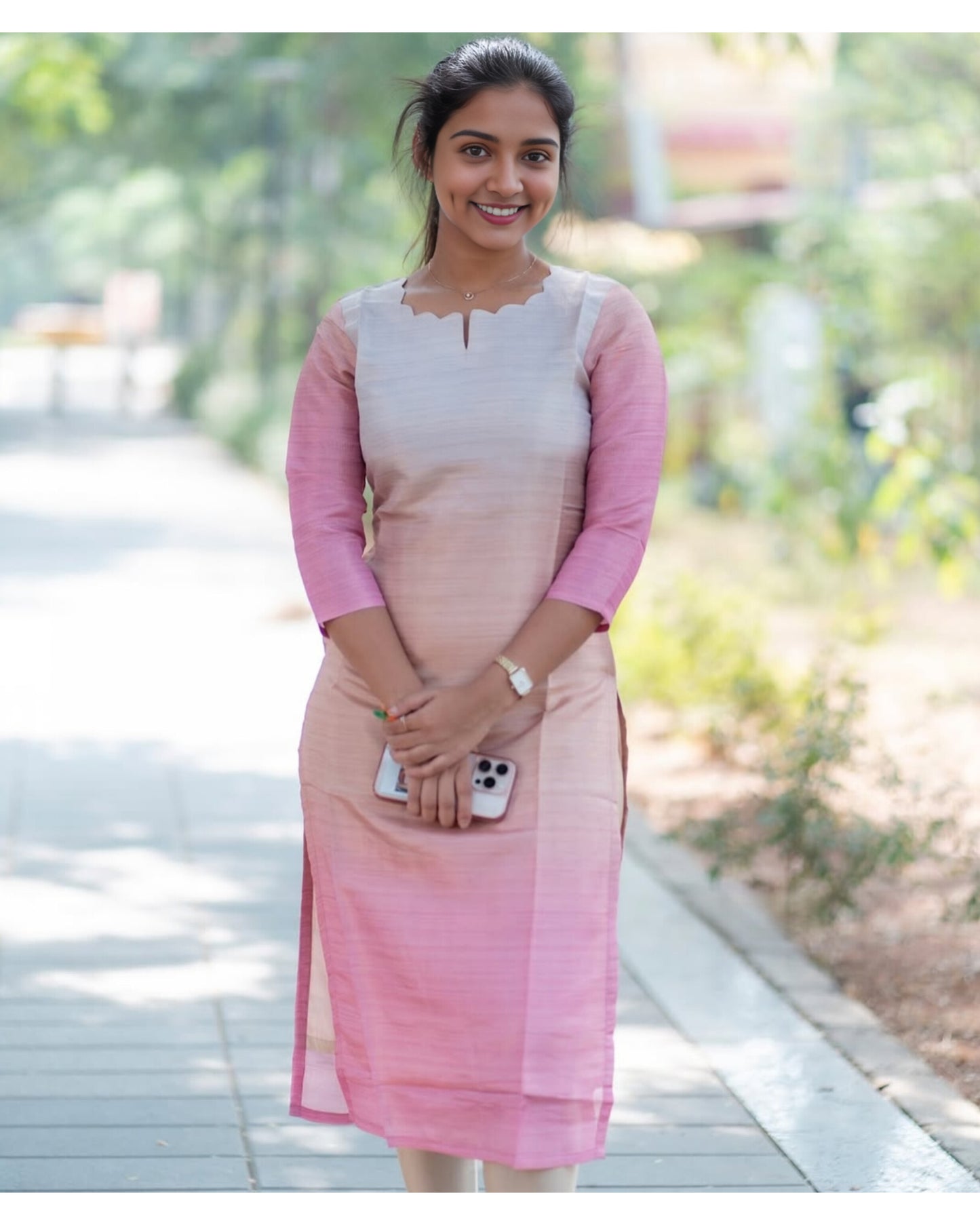 Premium Ombre Chanderi Kurti with Dupatta