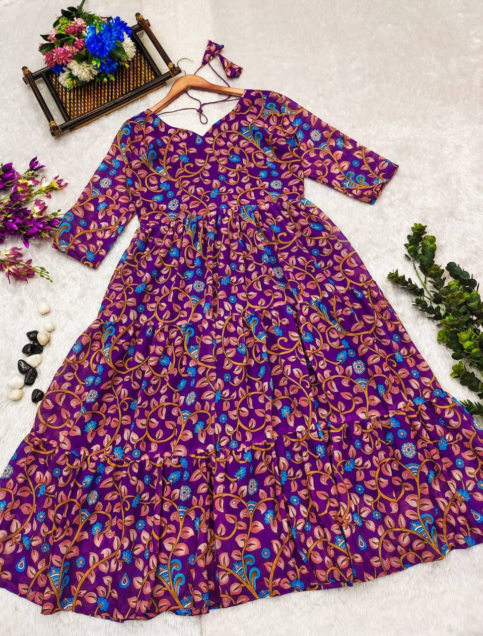 1318 PURPLE KALAMKARI 💜