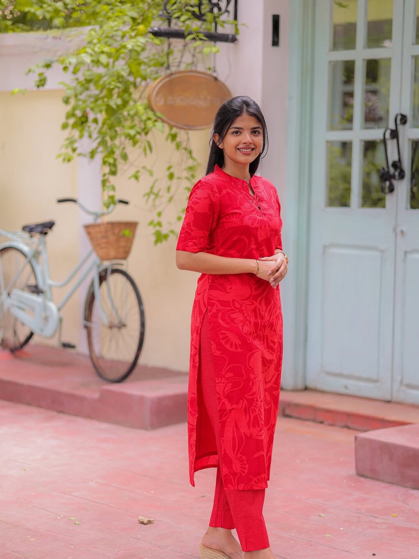Tonal Floral Print Kurti