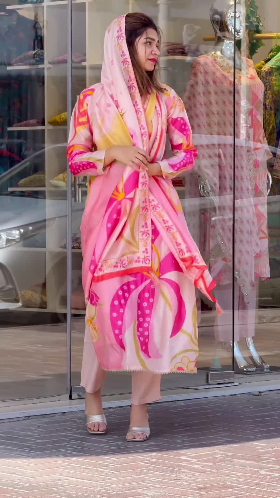 Elegant Viscose Kurti Pant Dupatta Set - Organza Dupatta