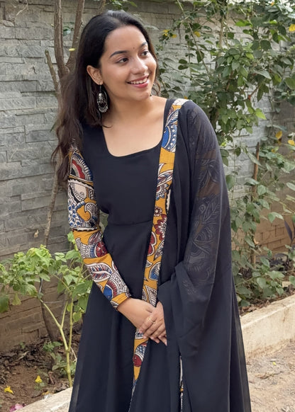 Premium Georgette Kalamkari Anarkali Set