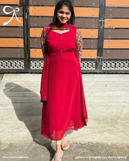 Premium Georgette Kalamkari A-line Set