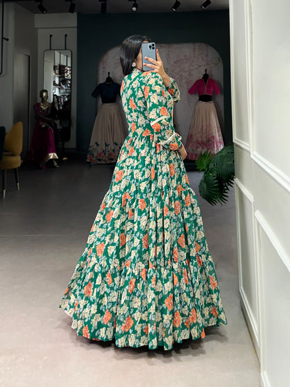 Twirl in Triple-Layer Floral Georgette Gown 🍃