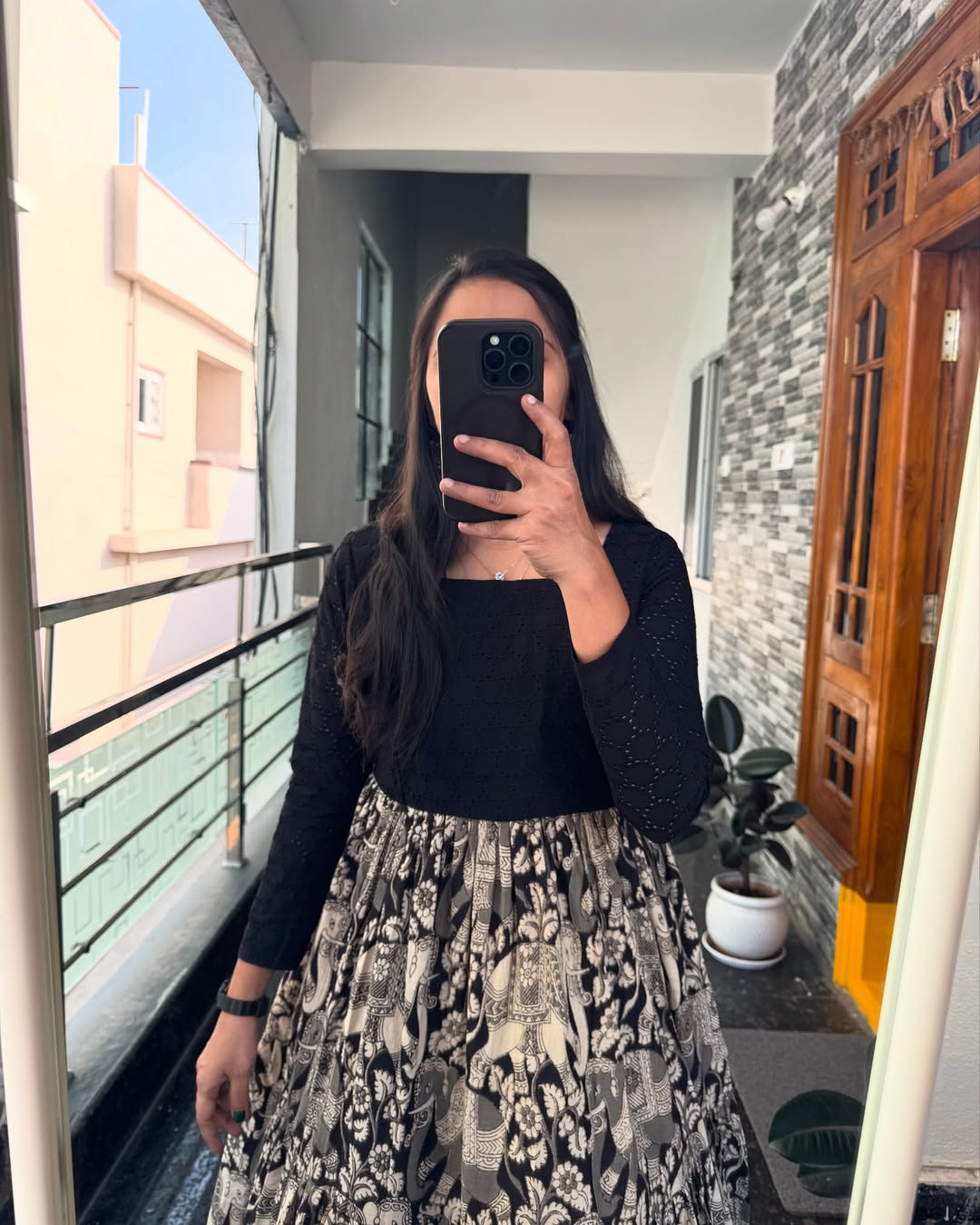 "Traditional Hakuba Muslin Anarkali With Kalamkari Print -